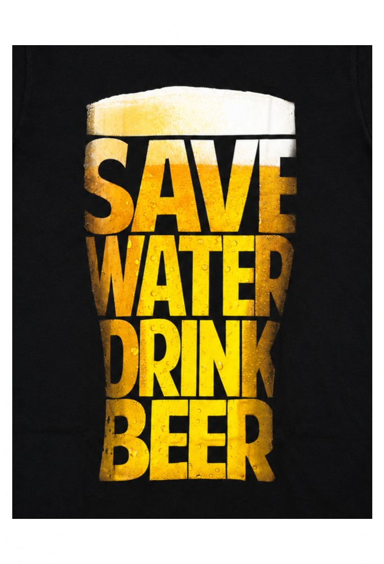 Ανδρική κοντομάνικη μπλούζα Save Water Drink Beer με στάμπα ποτήρι μπίρας από 100% βαμβάκι