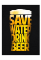 Ανδρική κοντομάνικη μπλούζα Save Water Drink Beer με στάμπα ποτήρι μπίρας από 100% βαμβάκι