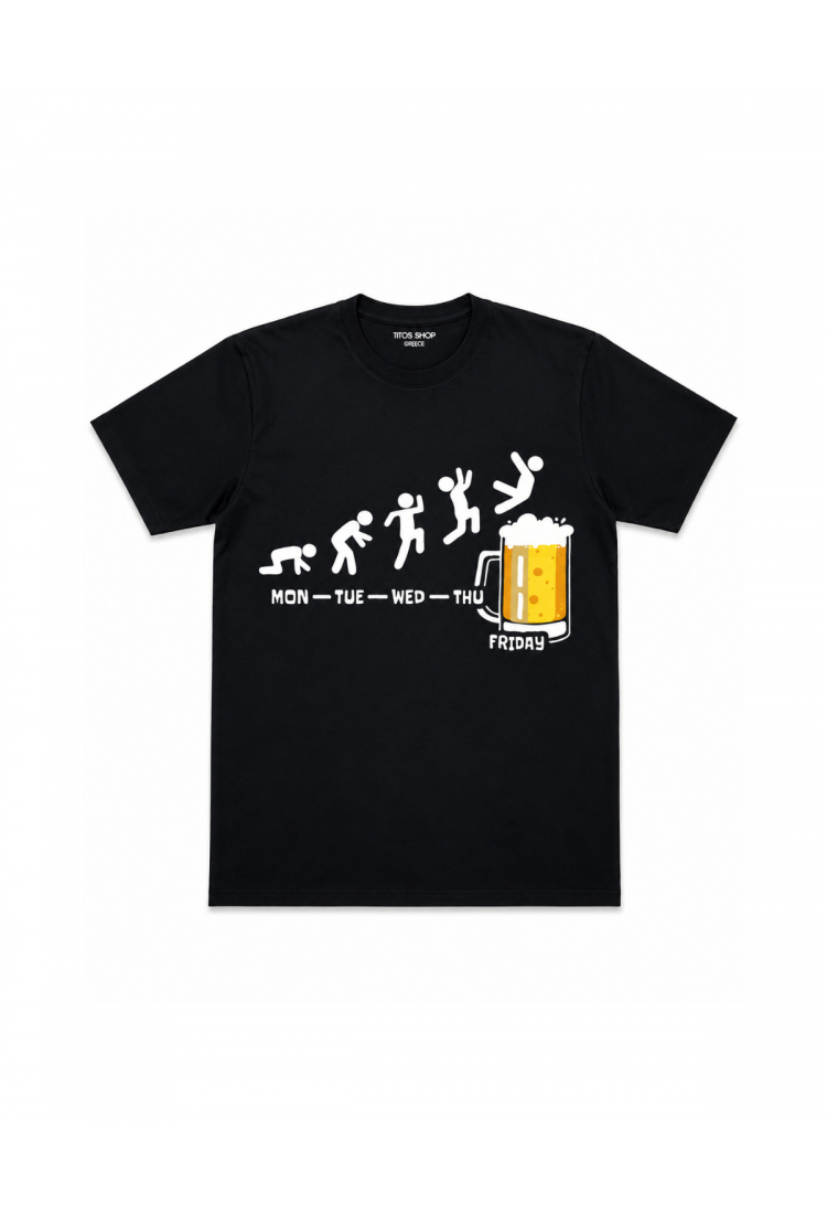 Ανδρική Κοντομάνικη Μπλούζα Friday Beer Evolution 100% Βαμβάκι> Ανδρική Κοντομάνικη Μπλούζα Friday Beer Evolution 100% Βαμβάκι