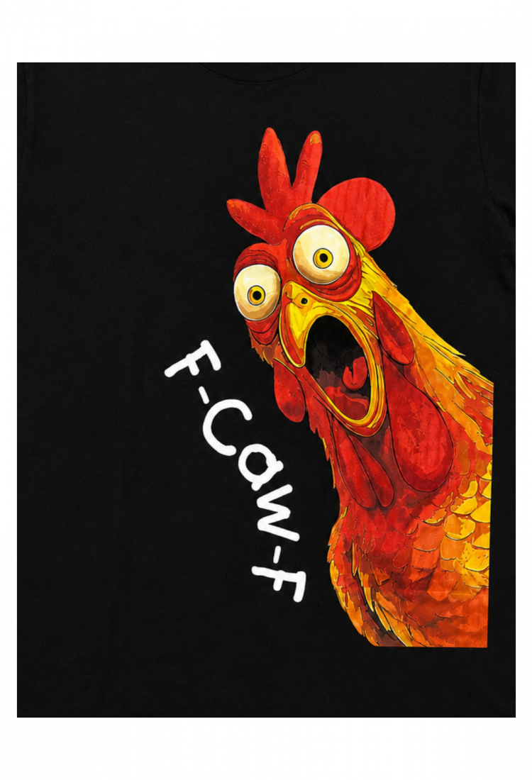 Black F-Caw-F Chicken men's 100% cotton graphic t-shirt