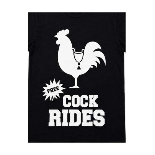 Ανδρική Κοντομάνικη Μπλούζα με Στάμπα "Free Cock Rides" Κόκορας 63842