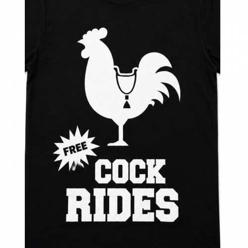 Ανδρική Κοντομάνικη Μπλούζα με Στάμπα "Free Cock Rides" Κόκορας 63842