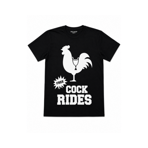 Ανδρική Κοντομάνικη Μπλούζα με Στάμπα "Free Cock Rides" Κόκορας 63842