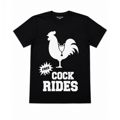 Ανδρική Κοντομάνικη Μπλούζα με Στάμπα "Free Cock Rides" Κόκορας 63842