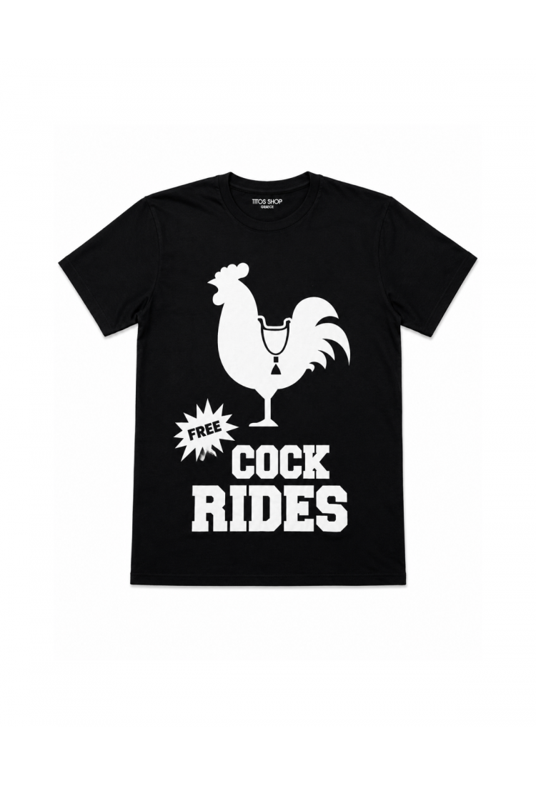 Free Cock Rides Rooster Men's Short Sleeve T-Shirt 100% Cotton> Free Cock Rides Rooster Men's Short Sleeve T-Shirt 100% Cotton