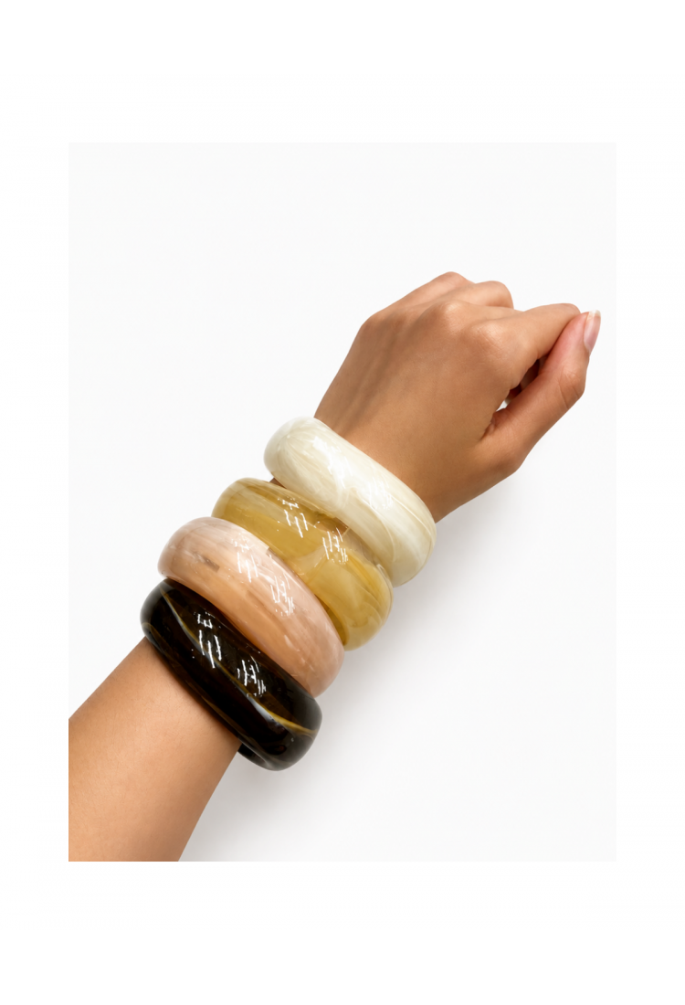 Women's Marble Effect Bone Style Bangle Bracelet