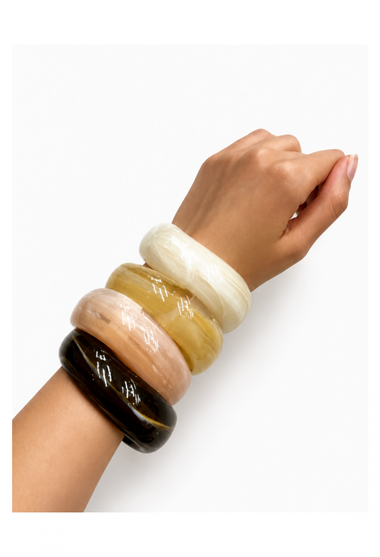 Women's marble effect bone style bangle bracelet