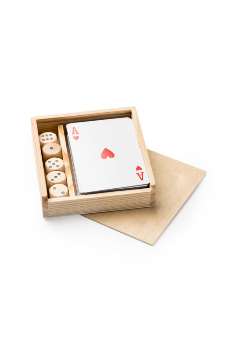 Wooden playing cards and dice set 528943