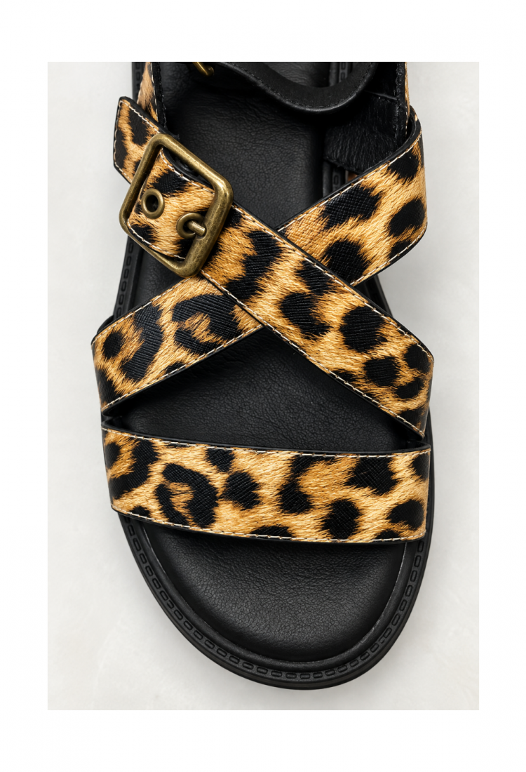 Γυναικεία πέδιλα animal print με χιαστί λουράκια 528759