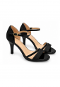 Γυναικείο μαύρο πέδιλο με glitter και λεπτό τακούνι 528762