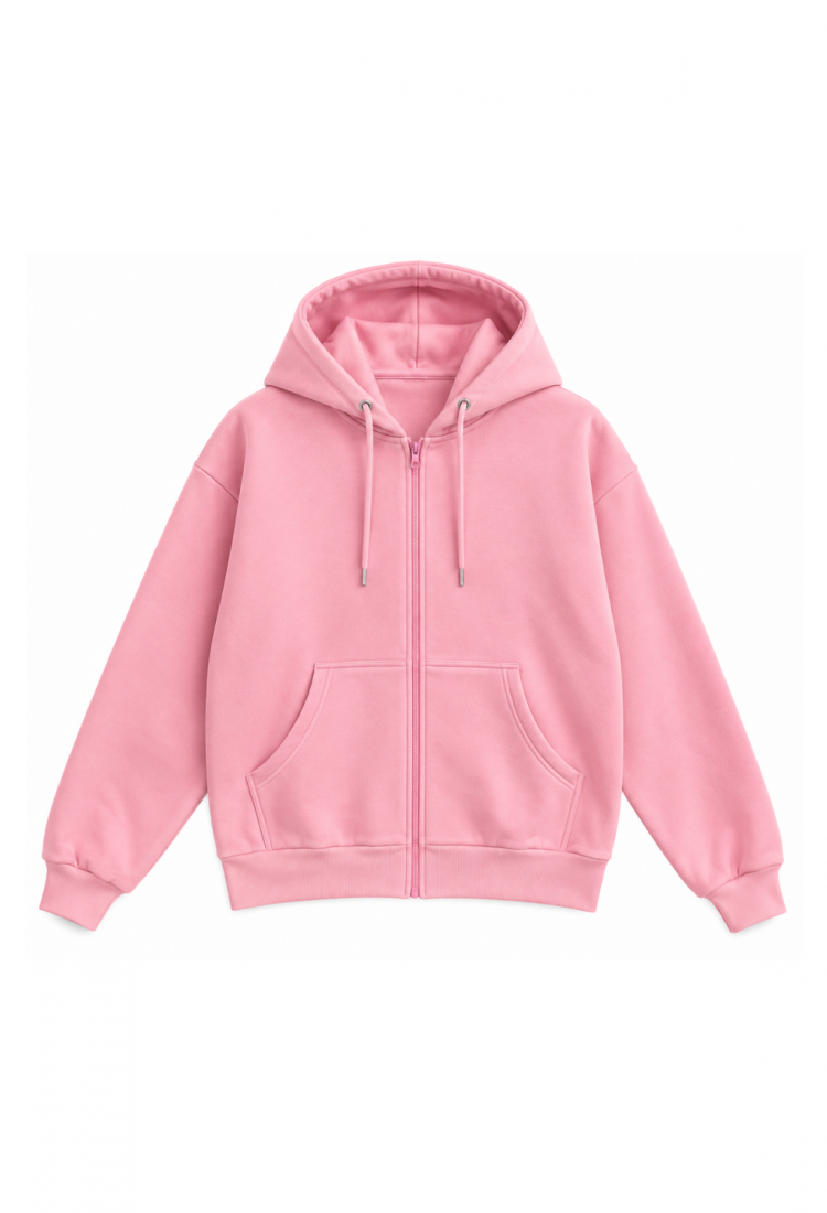 Women's plain zip-up hoodie with front pockets 521003