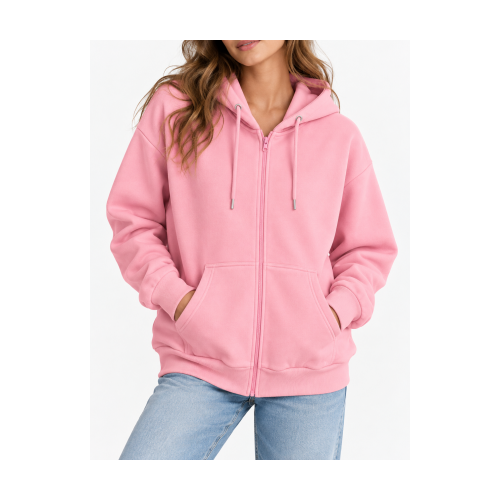 Women's Plain Zip-Up Hoodie 521003