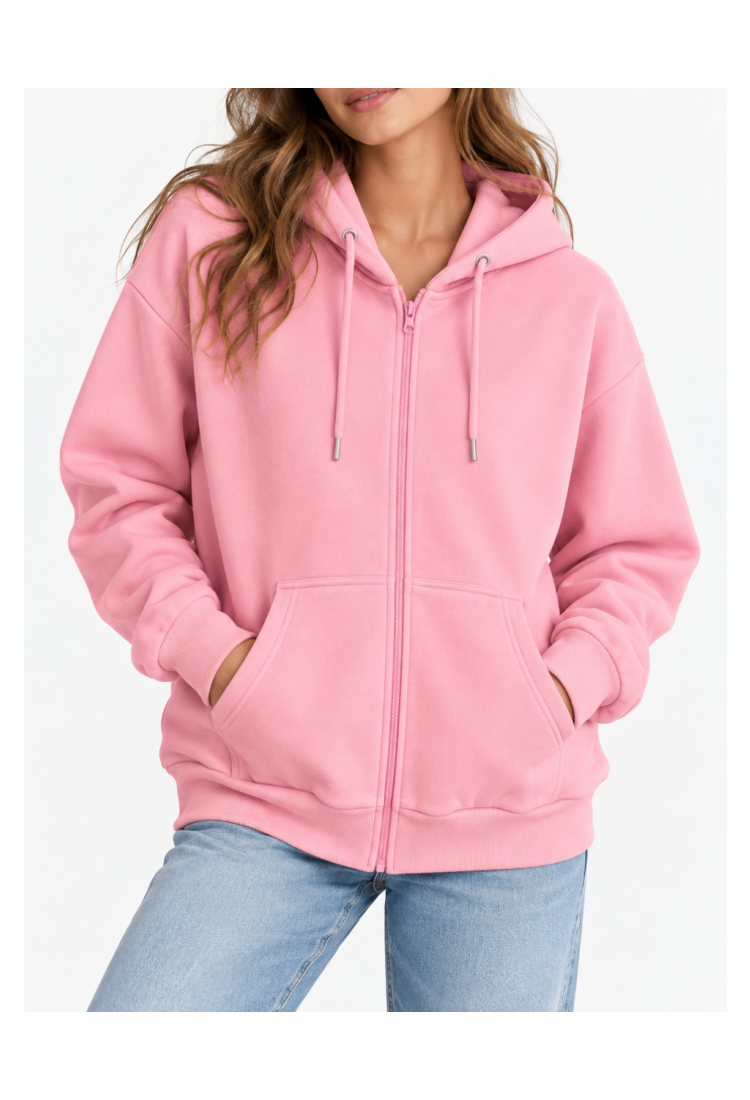 Women's Plain Zip-Up Hoodie 521003 Women's plain zip-up hoodie with front pockets 521003