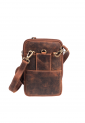 Brown leather crossbody shoulder bag with zippered compartments 528967