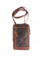 Brown leather crossbody shoulder bag with zippered compartments 528967