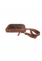 Brown leather crossbody shoulder bag with zippered compartments 528967