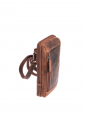 Brown leather crossbody shoulder bag with zippered compartments 528967