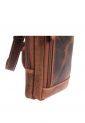 Brown leather crossbody shoulder bag with zippered compartments 528967