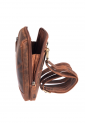 Brown leather crossbody shoulder bag with zippered compartments 528967