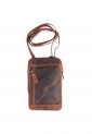 Leather Crossbody Shoulder Bag 528967 Brown leather crossbody shoulder bag with zippered compartments 528967