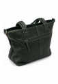 Women's dark green leather shoulder bag with braided handles 528962