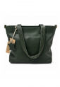 Women's Green Leather Shoulder Bag 528962 Women's dark green leather shoulder bag with braided handles 528962
