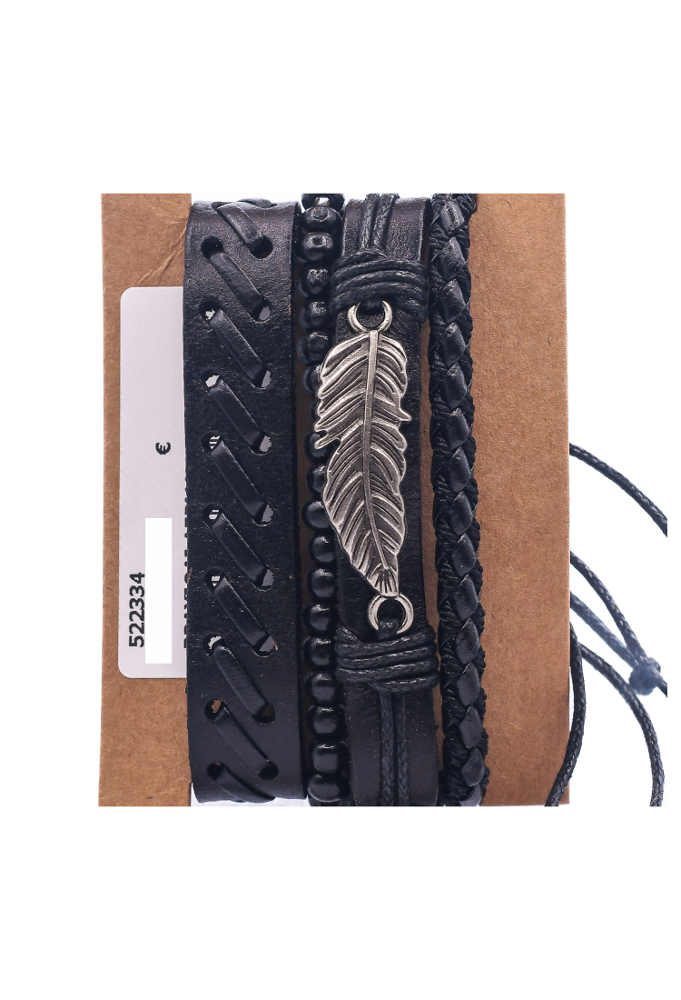 Leather Bracelets Set 4 Pieces 522334