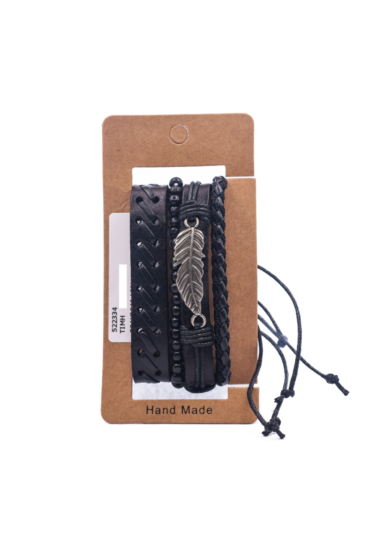 Leather Bracelets Set 4 Pieces 522334 Leather Bracelets Set 4 Pieces 522334