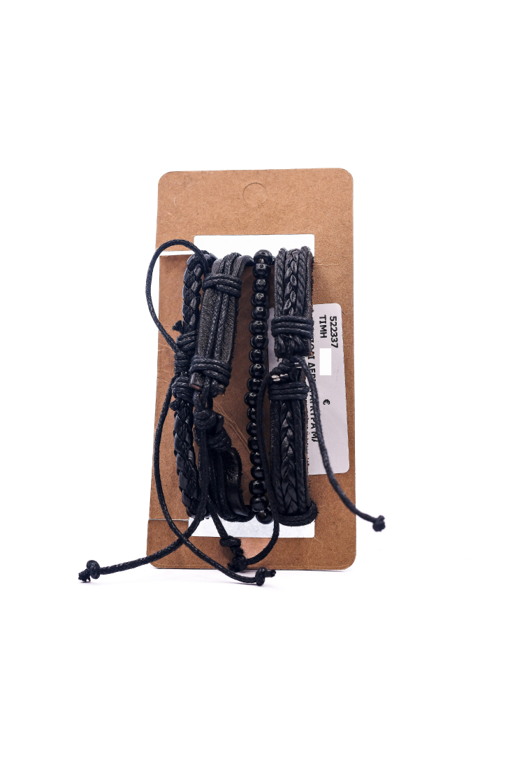 Leather Bracelets Set 4 Pieces 522337  