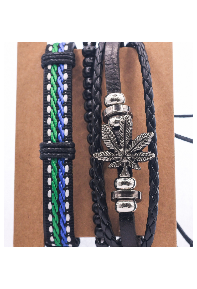 Leather Bracelets Set 4 Pieces 522338