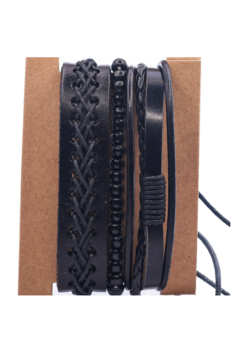 Leather Bracelets Set 4 Pieces 522342