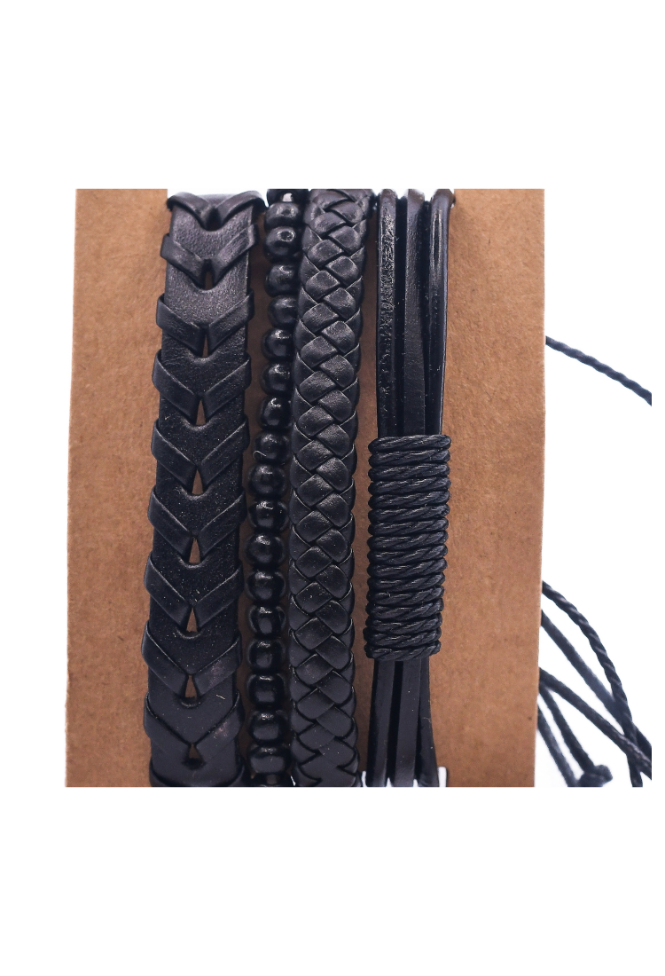 Leather Bracelets Set 4 Pieces 522343  