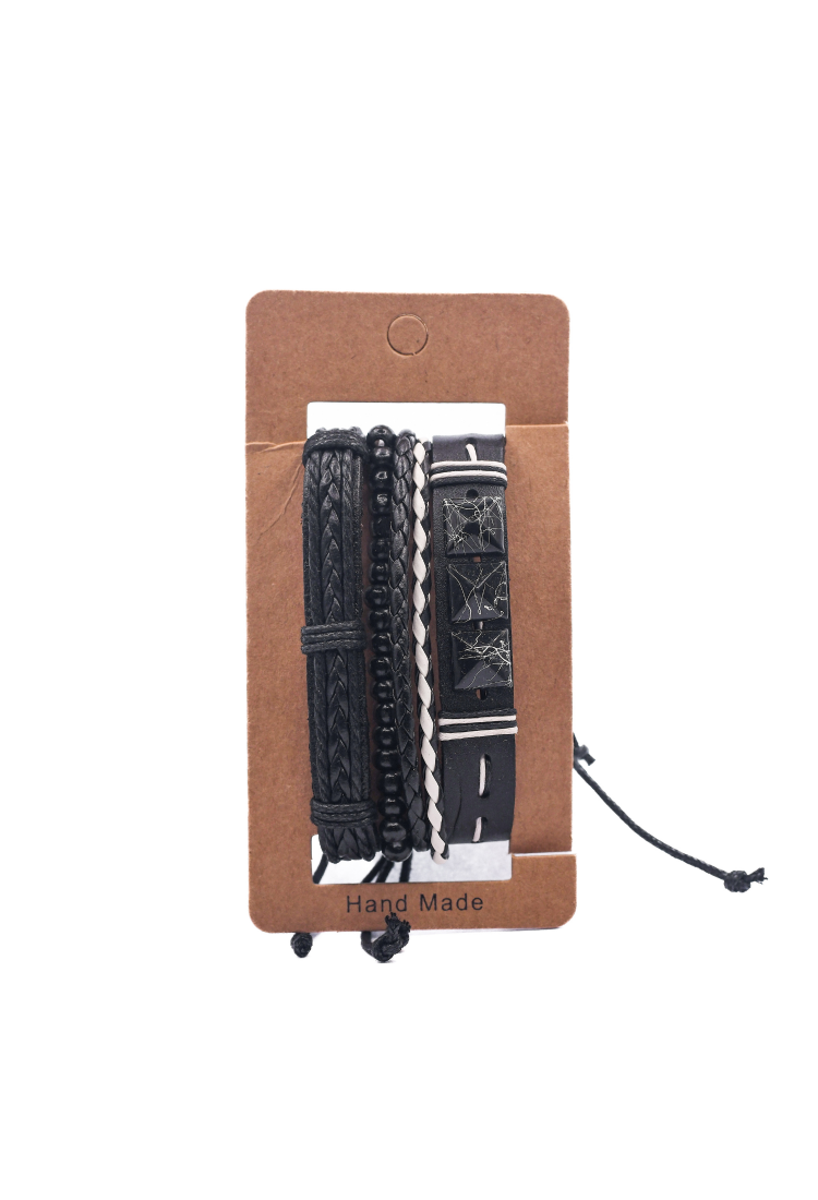 Leather Bracelets Set 4 Pieces 522346