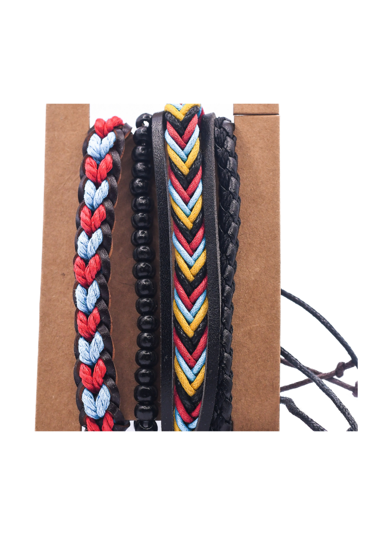 Leather Bracelets Set 4 Pieces 522356