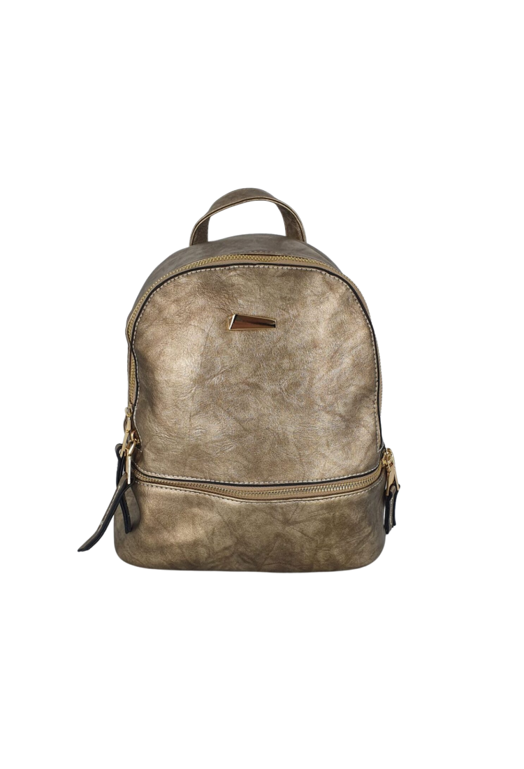 Γυναικεία τσάντα backpack 8266 με φερμουάρ και μεταλλικές λεπτομέρειες