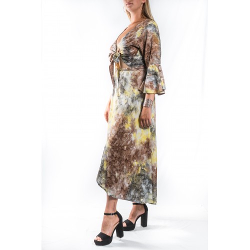 Women's Long Dress With Tie At Chest BLD228