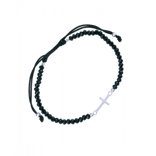 Handmade Silver Cross Bracelet With Beads BSC904