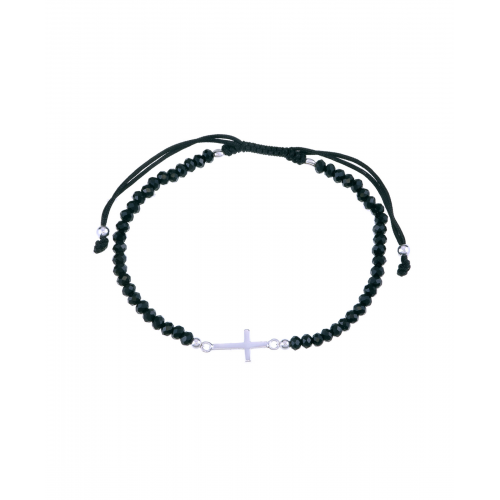 Handmade Silver Cross Bracelet With Beads BSC904