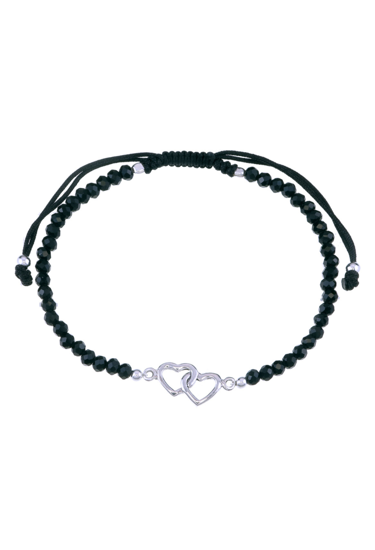 Handmade Silver Hearts Beaded Bracelet BSH898
