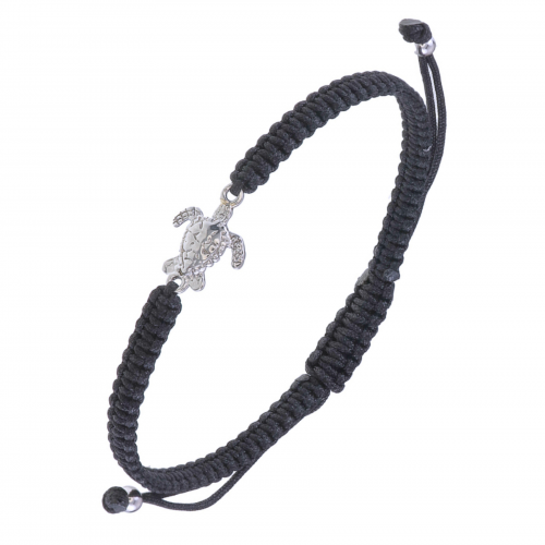 Handmade Macrame Silver Turtle Bracelet BST908