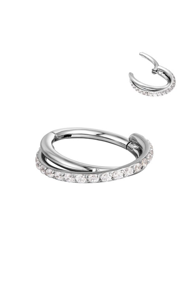Double Cross Hoop Piercing Earring EPH262
