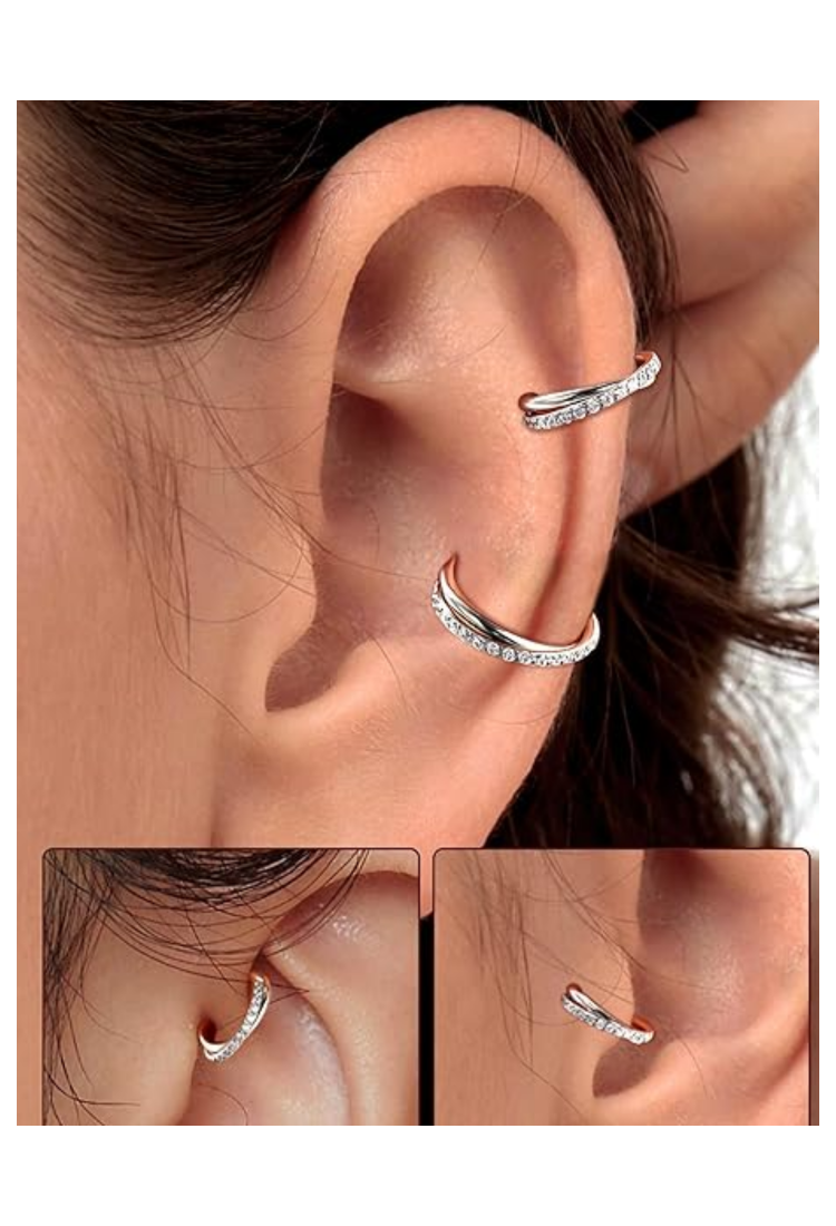Double Cross Hoop Piercing Earring EPH262