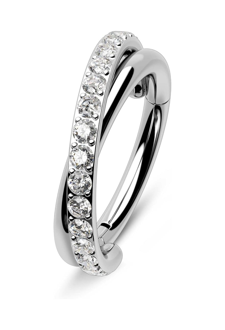 Double Cross Hoop Piercing Earring EPH262