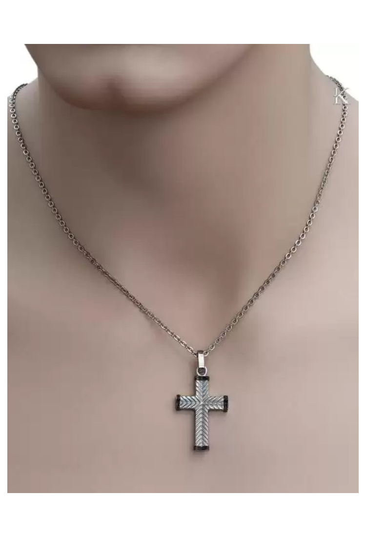 Men's Two-Color Embossed Cross MSC253