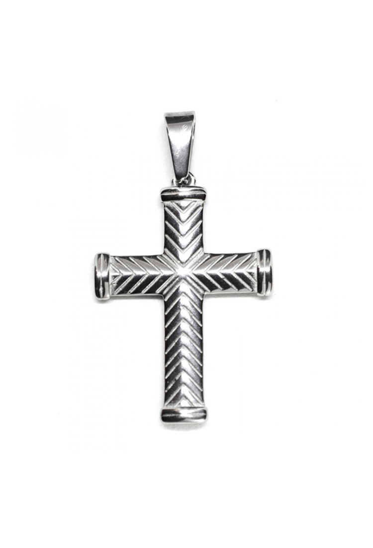 Men's Embossed Steel Cross MSC254