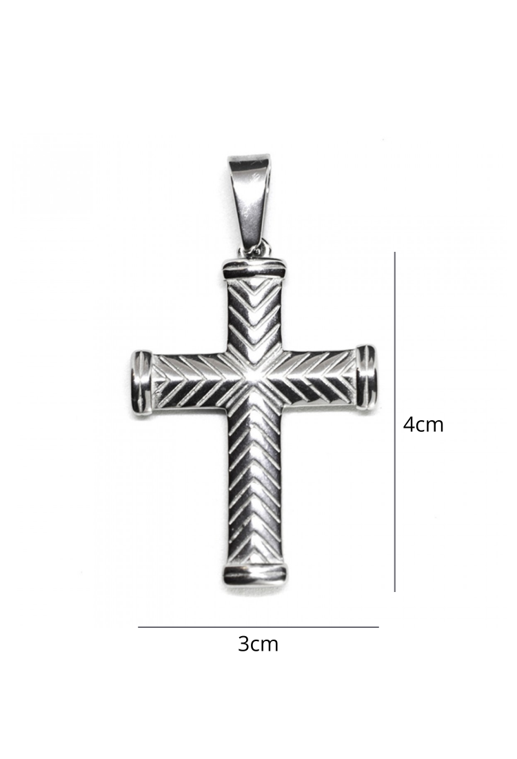 Men's Embossed Steel Cross MSC254