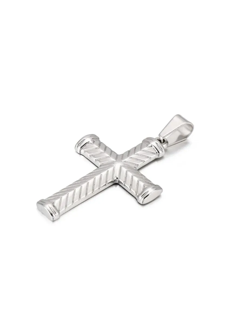 Men's Embossed Steel Cross MSC254