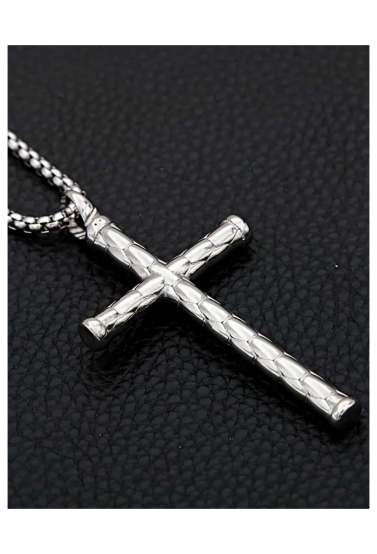 Men's Embossed Steel Cross MSC255