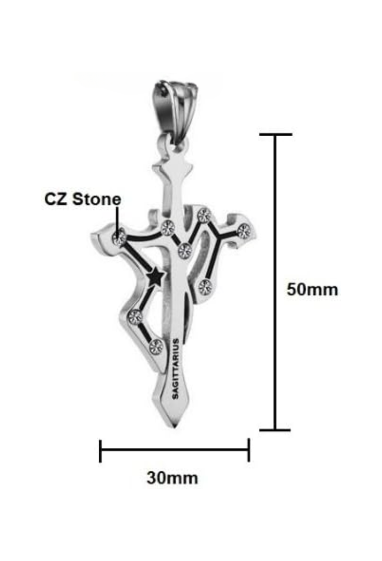 Sagittarius Zodiac Sign Cross Pendant MSC256