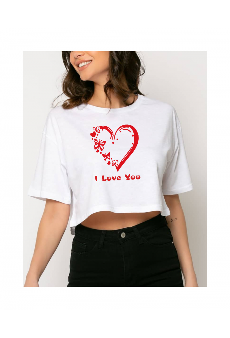 Γυναικεία Crop Μπούζα Valentine's Day I Love You S5452C